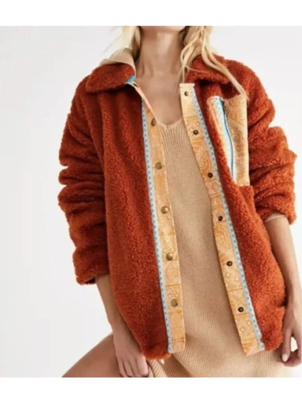 Free People This And That Cardi Jacket Sherpa Size S NWT